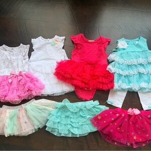Rare Editions Pink, Red, White, Teal, Mint Girls Party Dresses & Skirts Set